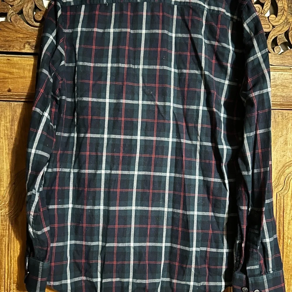 Banana Republic Navy and Red Plaid Flannel Shirt